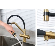 Смеситель для кухни Gappo G4398-83 Золотой сатин Черный