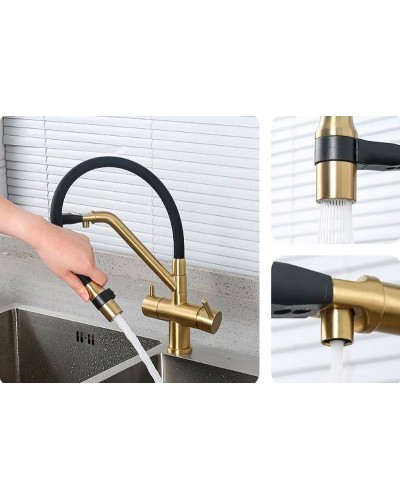 Смеситель для кухни Gappo G4398-83 Золотой сатин Черный