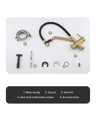 Смеситель для кухни Gappo G4398-83 Золотой сатин Черный