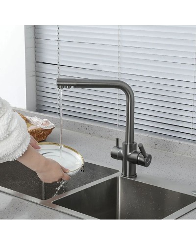 Смеситель для кухни Frap H52 F4352-9 Оружейная сталь