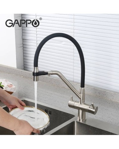 Смеситель для кухни Gappo G4398-85 Сатин Черный