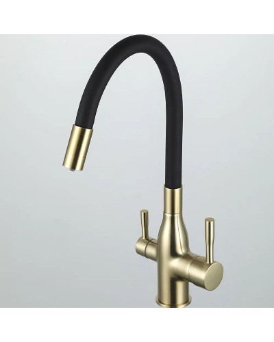 Смеситель для кухни Frap H69 F4396-3 Сатин золотой Черный