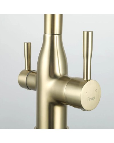 Смеситель для кухни Frap H69 F4396-3 Сатин золотой Черный