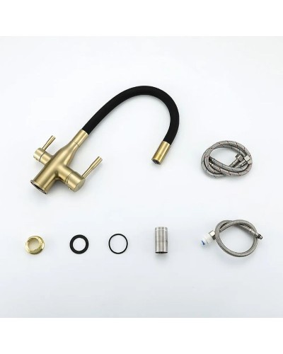 Смеситель для кухни Frap H69 F4396-3 Сатин золотой Черный