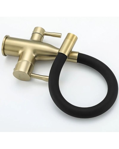 Смеситель для кухни Frap H69 F4396-3 Сатин золотой Черный