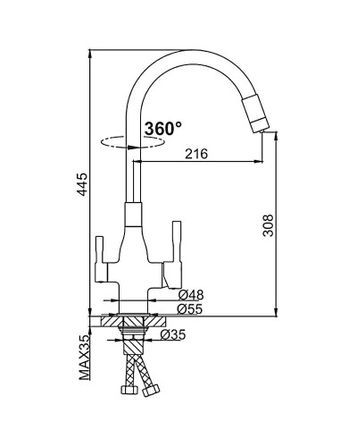 Смеситель для кухни Frap H69 F4396-5 Сатин Черный