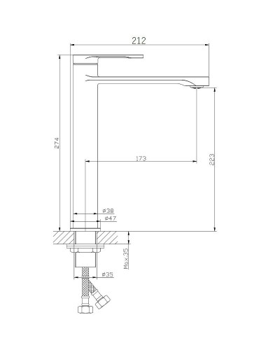 Смеситель для раковины Orange Vesper M10-121b Черный матовый