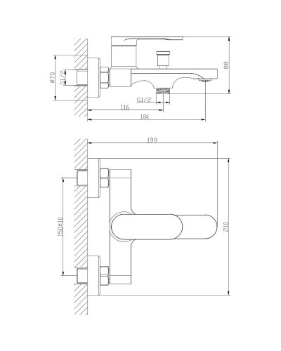 Смеситель для ванны Orange Vesper M10-100b Черный матовый