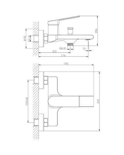 Смеситель для ванны Orange Gauss M30-100b Черный матовый