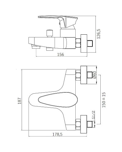 Смеситель для ванны Orange OneLife P09-100cr Хром