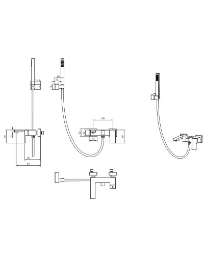 Смеситель для ванны Boheme Qubic 473-G Золото глянцевое