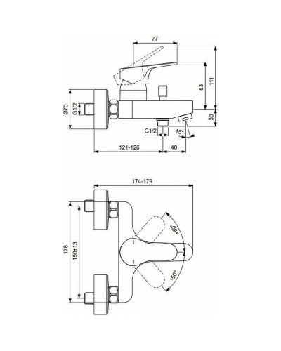 Смеситель для ванны Ideal Standard Cerabase BC843AA Хром