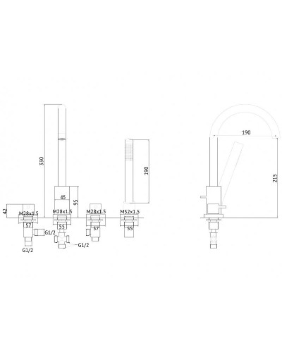 Смеситель на борт ванны Abber Wasser Kreis AF8113B Черный матовый