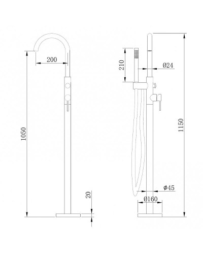 Смеситель для ванны Abber Wasser Kreis AF8115B Черный матовый
