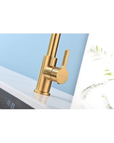 Смеситель для кухни Paulmark Halt Ha214021-BG Брашированное золото