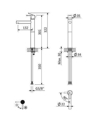Смеситель для раковины Cezares Leaf LEAF-LC1-SS Sunset
