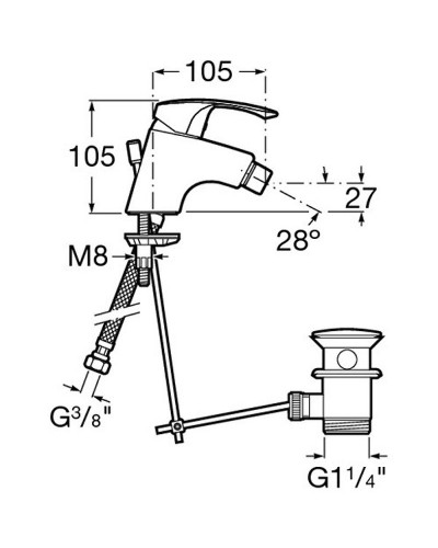 Смеситель для биде Roca Monodin New 5A6007C00 Хром