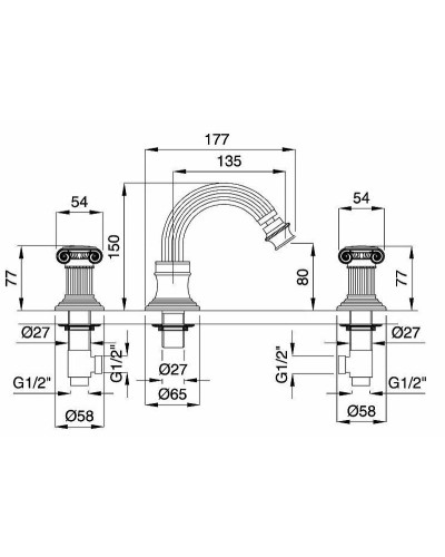 Смеситель для биде Cezares Olimp BBS2 OLIMP-BBS2-01-M Хром