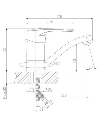 Смеситель для кухни Rossinka T T40-22 Хром