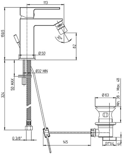 Смеситель для биде Paini Dax 84CR306RKM Хром