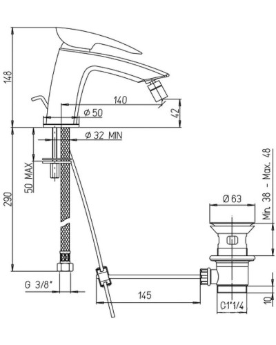 Смеситель для биде Paini Pixel new 81CR306NEWKM Хром