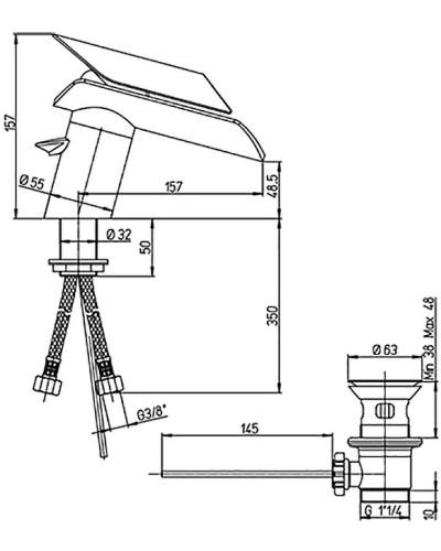 Смеситель для биде Paini Morgana 73CR306VR Хром Стекло