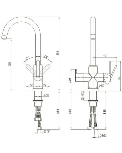 Смеситель для кухни Paini Cox 78CR6433VL2KM Хром