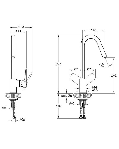 Смеситель для кухни Vitra X-Line A42115EXP Хром