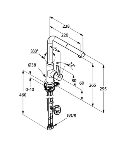 Смеситель для кухни Kludi L-ine 408510575 Хром