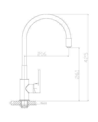 Смеситель для кухни Rossinka Z35-35U-Black Черный Хром