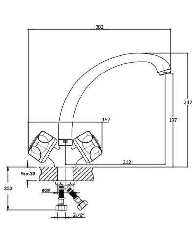 Смеситель для кухни Orange Classic R M73-002cr Хром