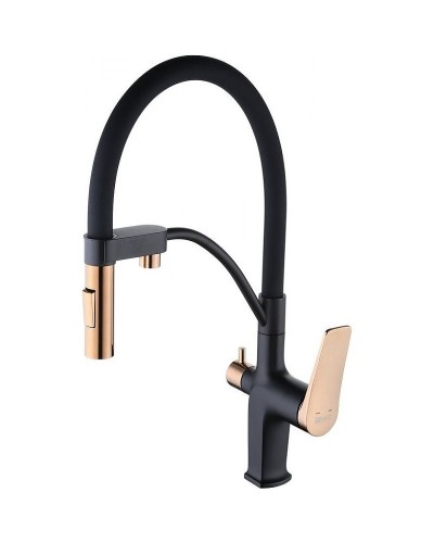 Смеситель для кухни Lemark Bronx LM3761BLR Черный Золото