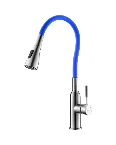 Смеситель для кухни Lemark Expert LM5082S-Blue Хром матовый Синий