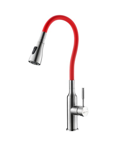 Смеситель для кухни Lemark Expert LM5082S-Red Хром матовый Красный