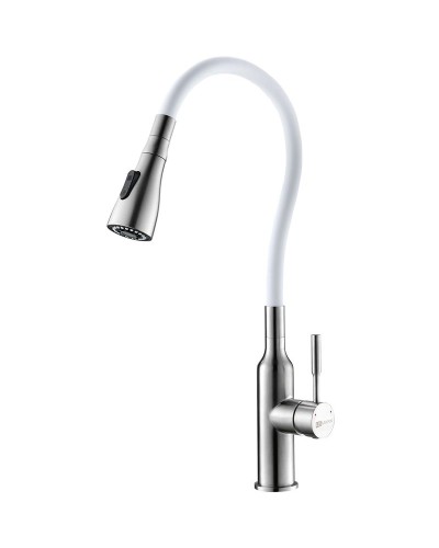 Смеситель для кухни Lemark Expert LM5082S-White Хром матовый Белый