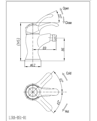 Смеситель для биде CEZARES LIRA-C-BS1-02