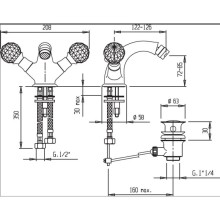 Смеситель для биде хром, ручки Swarovski Cezares Atlantis ATLANTIS-BS1-01-Sw