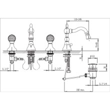 Смеситель для биде на три отверстия золото 24 карата, ручки Swarovski Cezares Atlantis ATLANTIS-BBS2-03/24-Sw