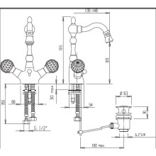 Смеситель для биде хром, ручки Swarovski Cezares Atlantis ATLANTIS-BS2-01-Sw