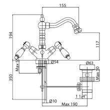Смеситель для биде золото 24 карат, ручки Swarovski Nero Cezares Diamond DIAMOND-BS2-03/24-Sw-N