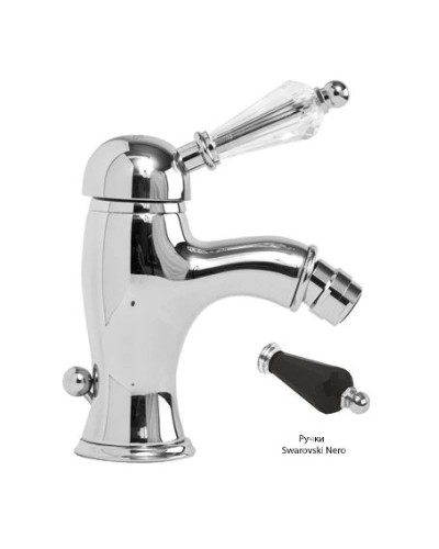 Смеситель для биде с донным клапаном хром, ручка Swarovski Nero Cezares Vintage VINTAGE-BSM1-01-Sw-N