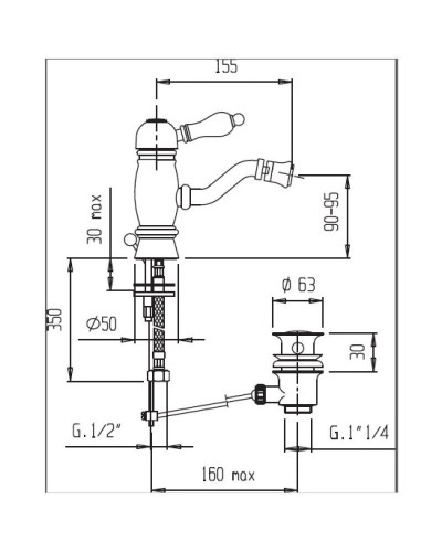 Смеситель для биде хром Cezares Venezia VENEZIA-BSM1-01-Bi