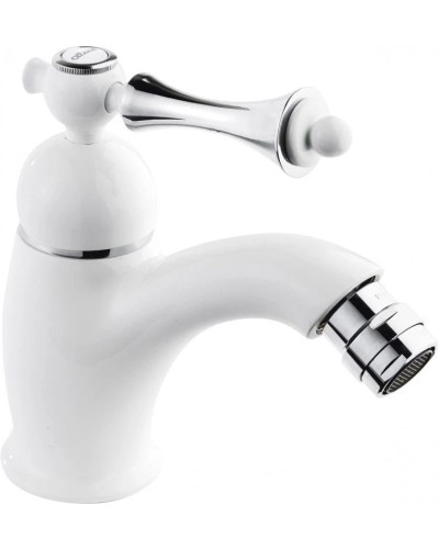 Смеситель для биде с донным клапаном bianco lucido/cromo, ручка bianco lucido/cromo Cezares Margot MARGOT-BSM1-BLC