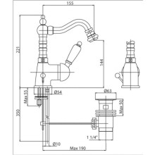 Смеситель для биде хром, ручка металл Cezares Elite ELITE-BSM2-01-M