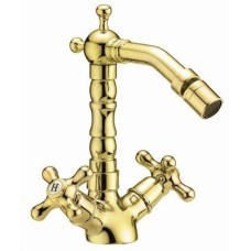Смеситель для биде с донным клапаном золото, ручки золото Cezares Retro RETRO-BS2-03