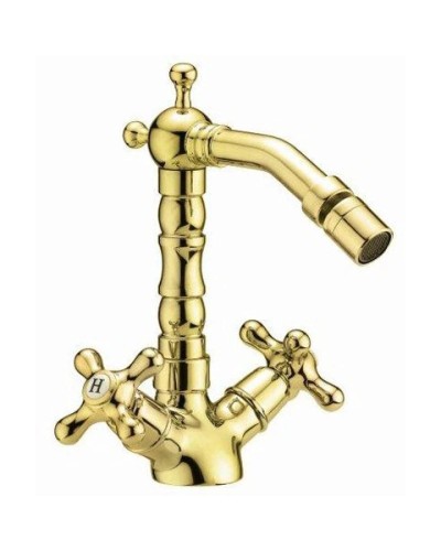 Смеситель для биде с донным клапаном золото, ручки золото Cezares Retro RETRO-BS2-03