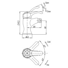 Смеситель для биде с донным клапаном золото, ручка золото Cezares Lira LIRA-BS1-03