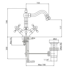 Смеситель для биде бронза Cezares Lord LORD-BS2-02