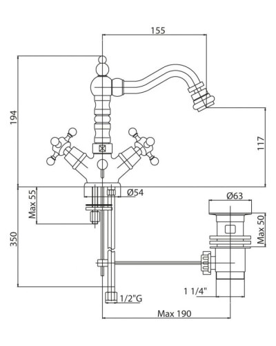 Смеситель для биде бронза Cezares Lord LORD-BS2-02