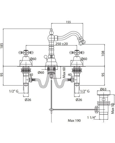 Смеситель для биде хром Cezares Lord LORD-BBS2-01